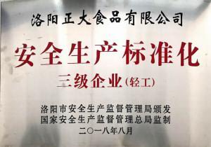 37.安(ān)全生産(chǎn)标準化三級企業 2018.8